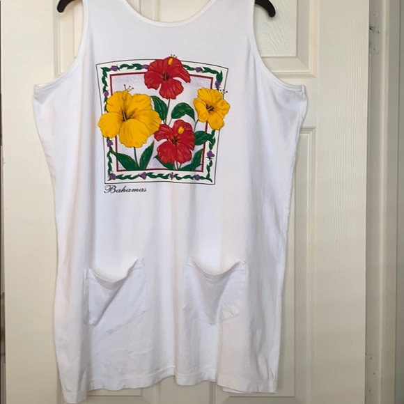 ONE SIZE FITS MOST SWIM COVER UP WITH HIBISCUS!! - Picture 1 of 6